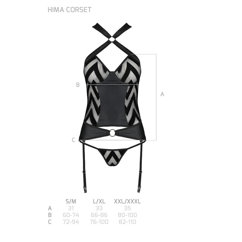 Сітчастий комплект із візерунком Passion Hima Corset black L/XL Сітчастий комплект із візерунком Passion Hima Corset black L/XL