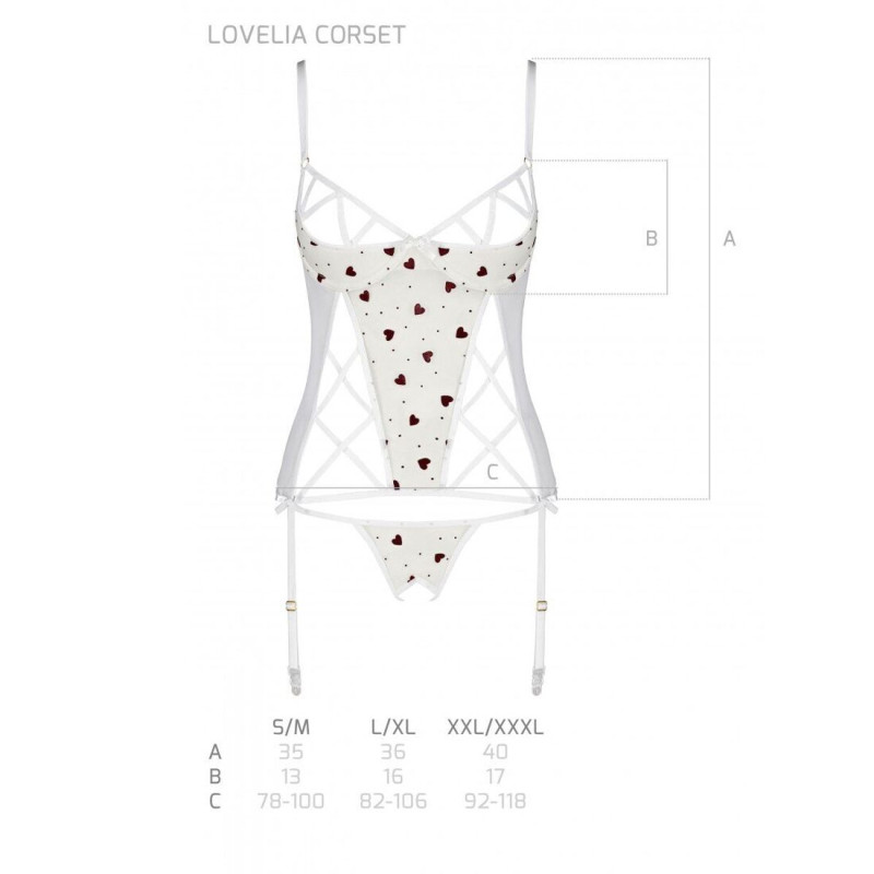 Корсет з підв'язками + стрінги Passion LOVELIA CORSET white L/XL Корсет з підв'язками + стрінги Passion LOVELIA CORSET white L/XL