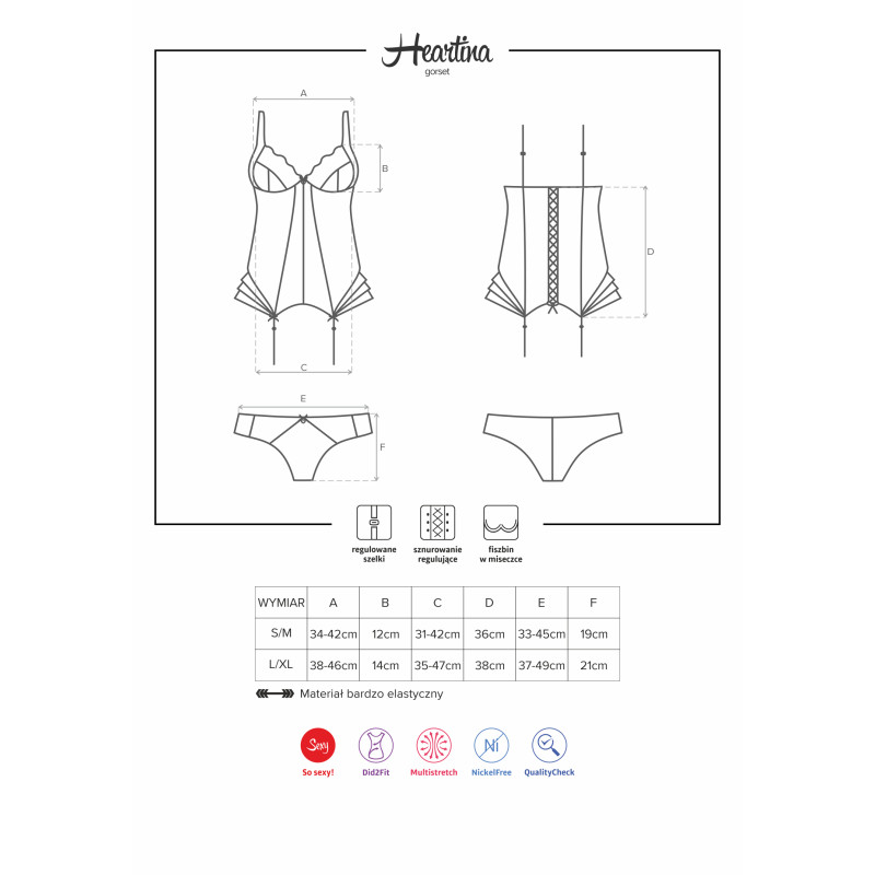 Корсет Obsessive Heartina Красный XXL Корсет Obsessive Heartina Красный XXL