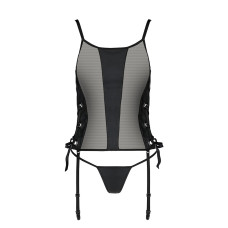 Сетчатый корсет из экокожи Passion Malwia Corset black XXL/XXXL