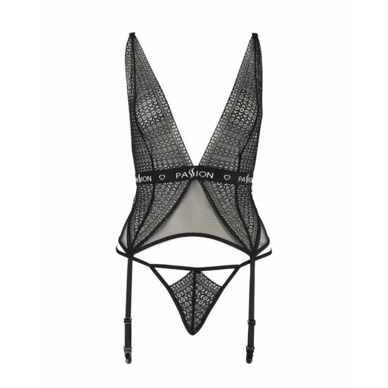 Напівпрозорий корсет Passion Exclusive Mirajane Corset чорний S/M Напівпрозорий корсет Passion Exclusive Mirajane Corset чорний S/M