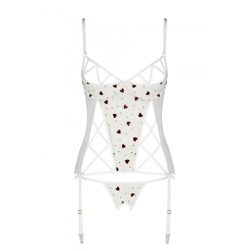 Корсет з підв'язками + стрінги Passion LOVELIA CORSET white L/XL Корсет з підв'язками + стрінги Passion LOVELIA CORSET white L/XL