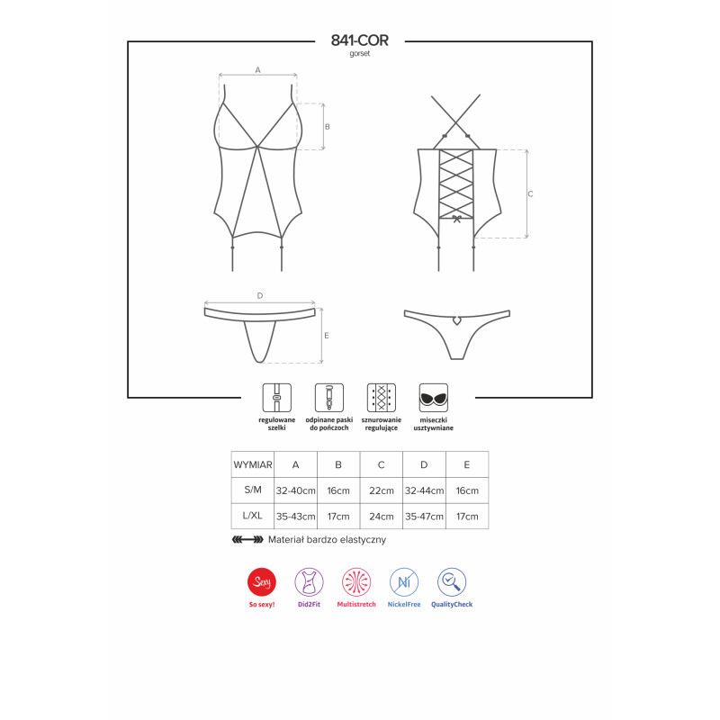 Корсет Obsessive 841-COR-1 Чорний S/M Корсет Obsessive 841-COR-1 Чорний S/M