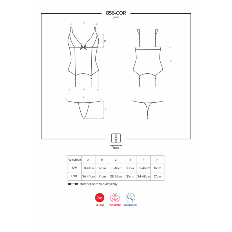 Корсет Obsessive 856-COR-1 Черный XXL Корсет Obsessive 856-COR-1 Черный XXL