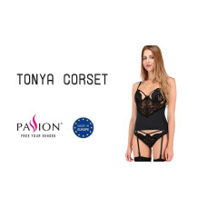 Корсет з пажами Passion TONYA CORSET black XXL/XXXL