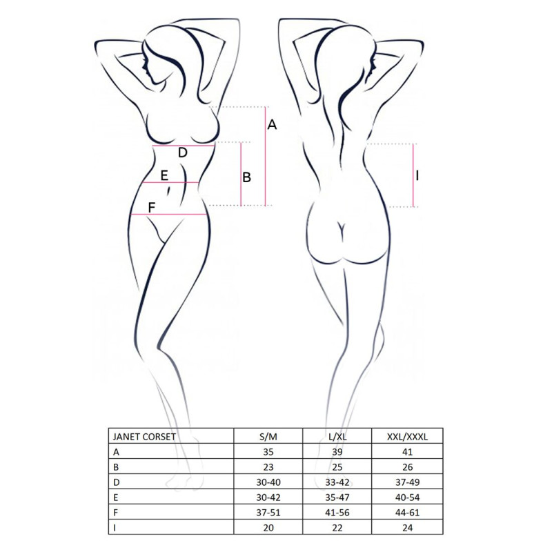 Женский прозрачный Корсет Passion Erotic Line JANET CORSET XXL/XXXL Белый