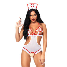 Костюм медсестри Leg Avenue Naughty Nurse one size, боді та шапочка