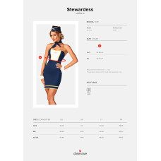 Эротический костюм стюардессы Obsessive Stewardess uniform голубой XS/S