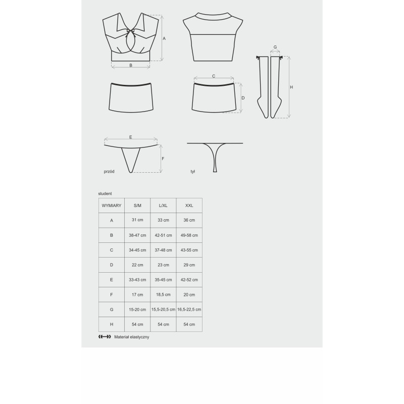 Костюм студентки Obsessive Student Белый L/XL Костюм студентки Obsessive Student Белый L/XL