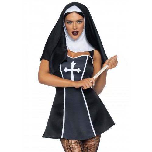 Костюм монахини Leg Avenue Naughty Nun S, платье, головной убор