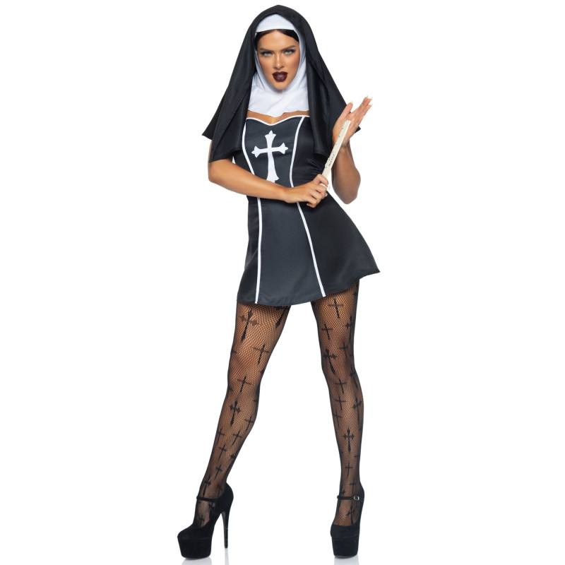 Костюм монахини Leg Avenue Naughty Nun S, платье, головной убор Костюм монахини Leg Avenue Naughty Nun S, платье, головной убор