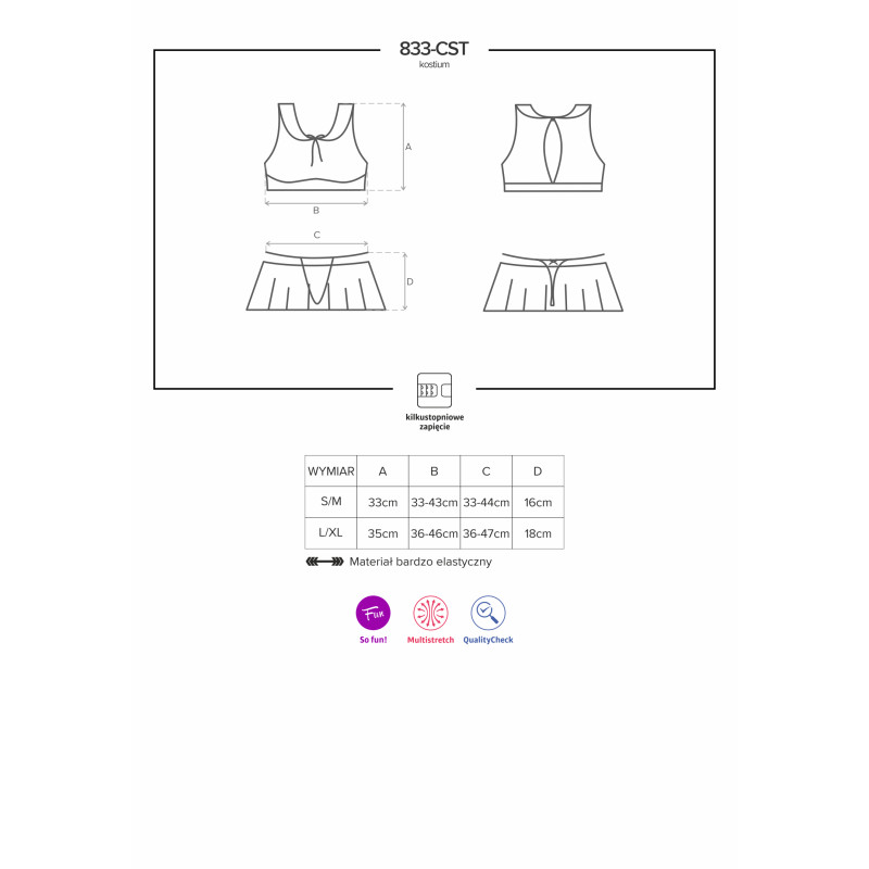 Костюм учениці Obsessive 833-CST-2 Білий S/M Костюм учениці Obsessive 833-CST-2 Білий S/M