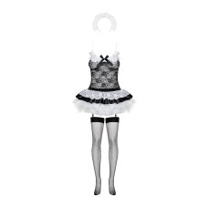 Эротический костюм горничной с юбкой Obsessive Housemaid 5 pcs costume черно-белый L/XL