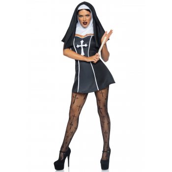 Костюм монахини Leg Avenue Naughty Nun XS, платье, головной убор