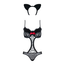 Эротический костюм гепарда Obsessive Gepardina 3 pcs costume черный S/M