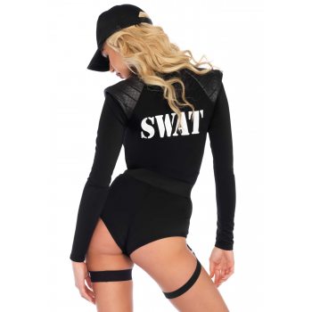 Костюм эротических спецсил Leg Avenue SWAT Team Babe L, боди, пояс, подвязки, игрушечная рация, кепка