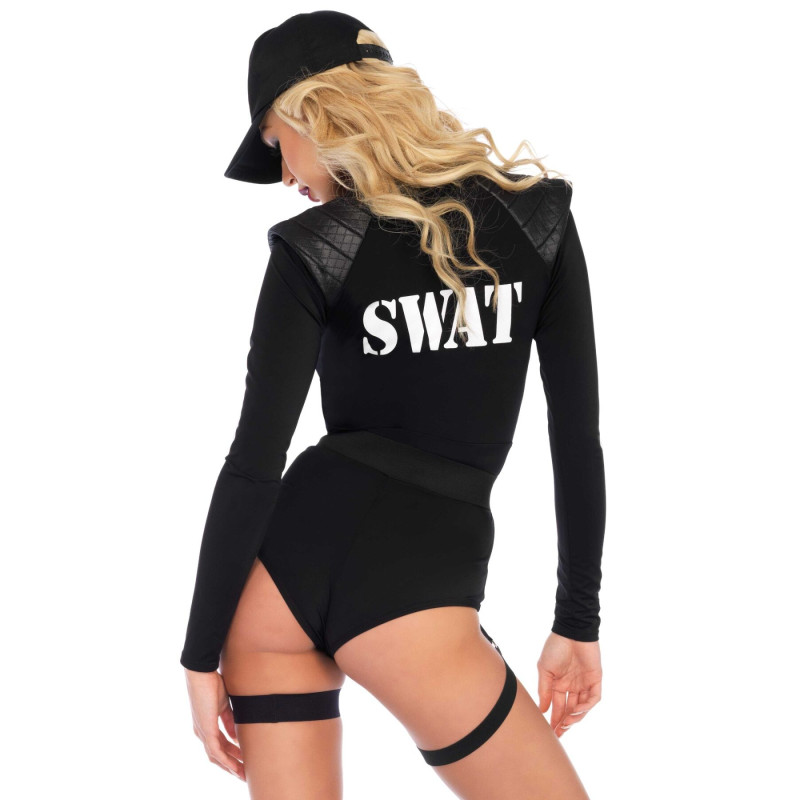 Костюм эротических спецсил Leg Avenue SWAT Team Babe L, боди, пояс, подвязки, игрушечная рация, кепка Костюм эротических спецсил Leg Avenue SWAT Team Babe L, боди, пояс, подвязки, игрушечная рация, кепка