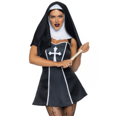 Костюм черниці Leg Avenue Naughty Nun XS, сукня, головний убір