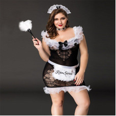 Эротический костюм горничной JSY P71107 Черный Plus Size