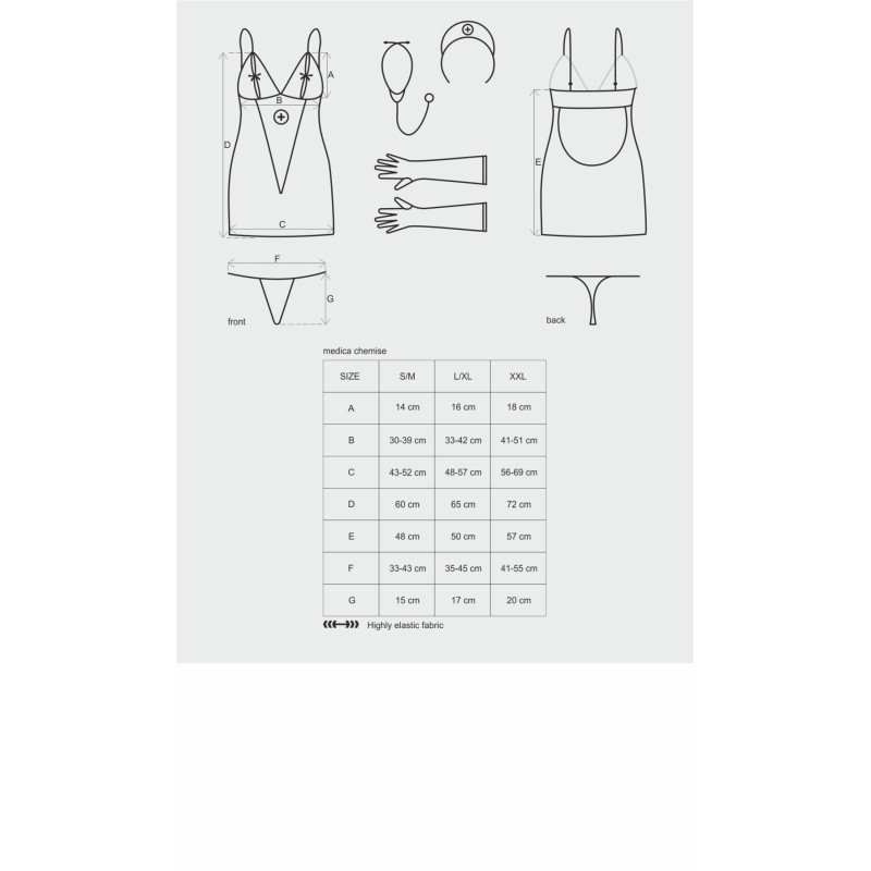 Эротический кружевной костюм медсестры Obsessive Medica dress 5pcs costume белый L/XL Эротический кружевной костюм медсестры Obsessive Medica dress 5pcs costume белый L/XL