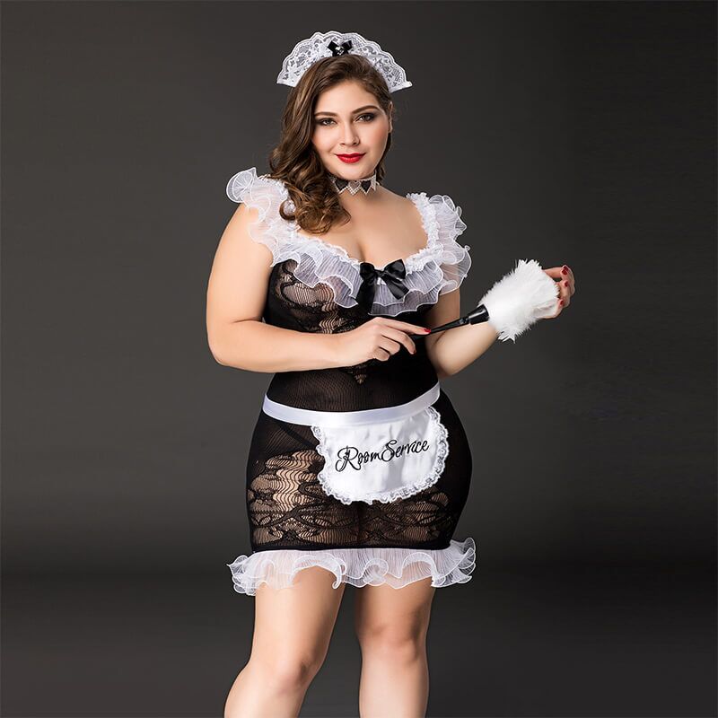 Еротичний костюм покоївки JSY P71107 Чорний Plus Size Еротичний костюм покоївки JSY P71107 Чорний Plus Size