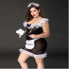 Эротический костюм горничной JSY P71107 Черный Plus Size