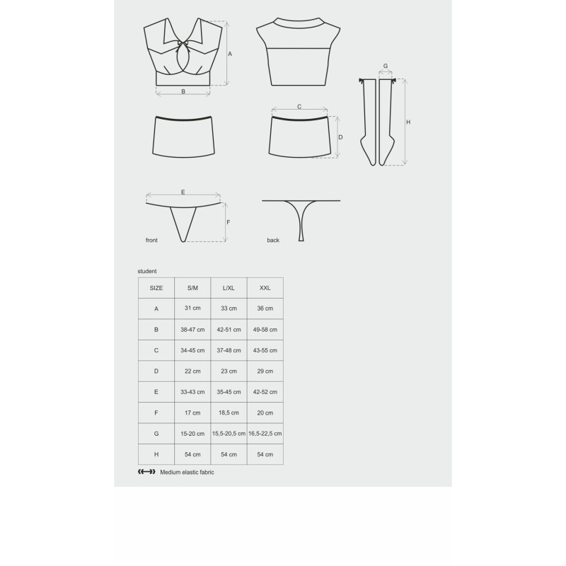 Эротический костюм студентки Obsessive Student 4 pcs costume красно-белый S/M Эротический костюм студентки Obsessive Student 4 pcs costume красно-белый S/M