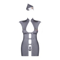 Еротичний костюм стюардеси Obsessive Stewardess 3 pcs costume сірий L/XL