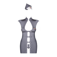 Эротический костюм стюардессы Obsessive Stewardess 3 pcs costume серый L/XL