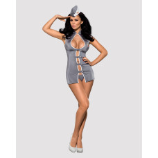 Эротический костюм стюардессы Obsessive Stewardess 3 pcs costume серый L/XL