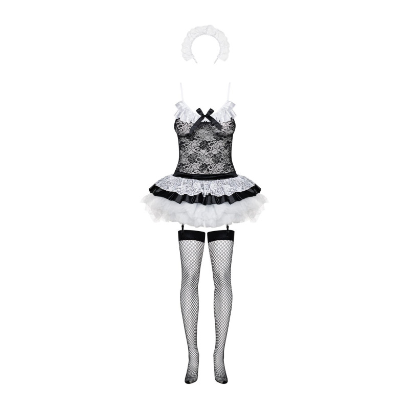 Эротический костюм горничной с юбкой Obsessive Housemaid 5 pcs costume черно-белый S/M Эротический костюм горничной с юбкой Obsessive Housemaid 5 pcs costume черно-белый S/M