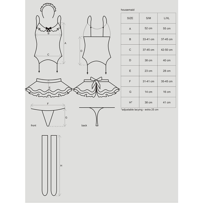 Эротический костюм горничной с юбкой Obsessive Housemaid 5 pcs costume черно-белый S/M Эротический костюм горничной с юбкой Obsessive Housemaid 5 pcs costume черно-белый S/M