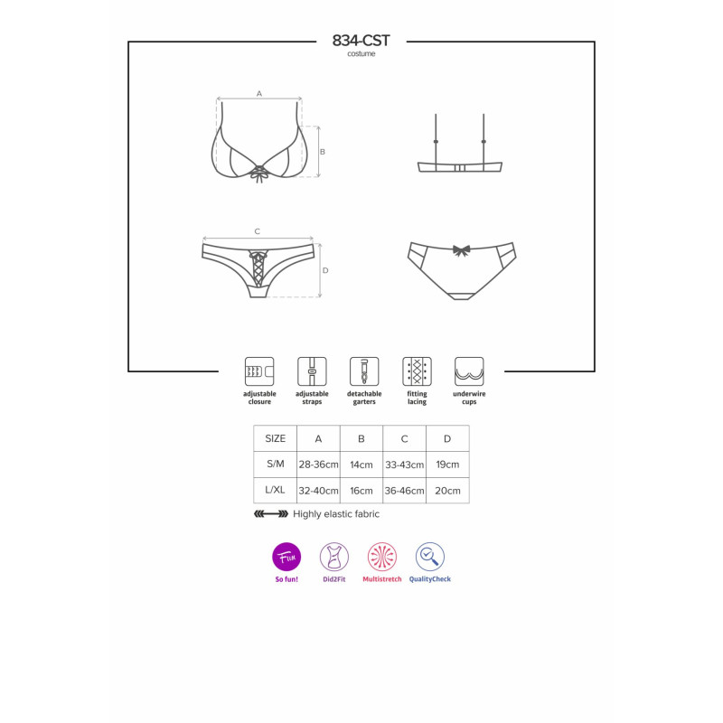 Эротический костюм медсестры Obsessive 834-CST-6 бело-голубой L/XL Эротический костюм медсестры Obsessive 834-CST-6 бело-голубой L/XL