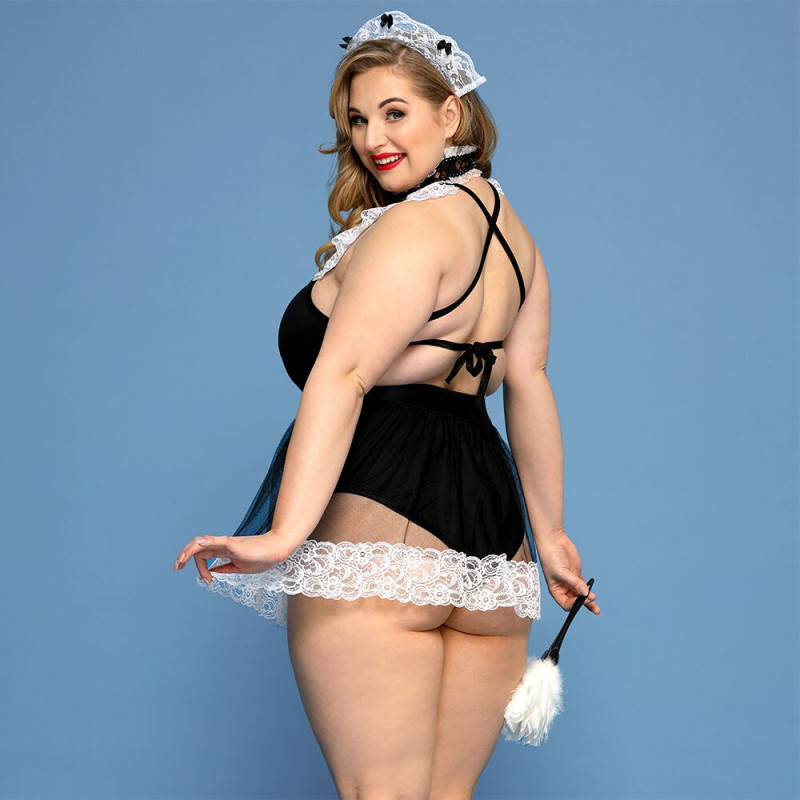 Еротичний костюм покоївки JSY P91103 Чорний Plus Size Еротичний костюм покоївки JSY P91103 Чорний Plus Size