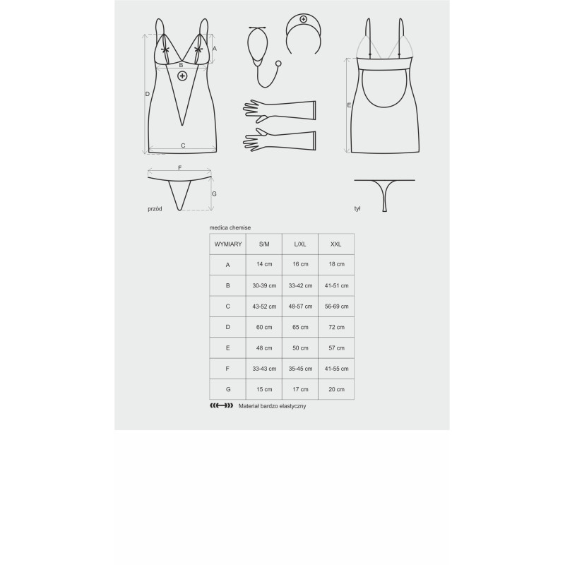 Сукня медсестри Obsessive Medica Біла L/XL Сукня медсестри Obsessive Medica Біла L/XL