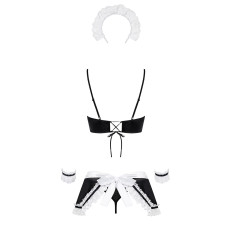 Атласный эротический костюм горничной Obsessive Maid set черный S/M
