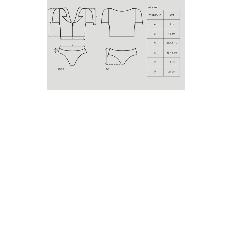 Костюм полицейской Obsessive Police set Черный S/M