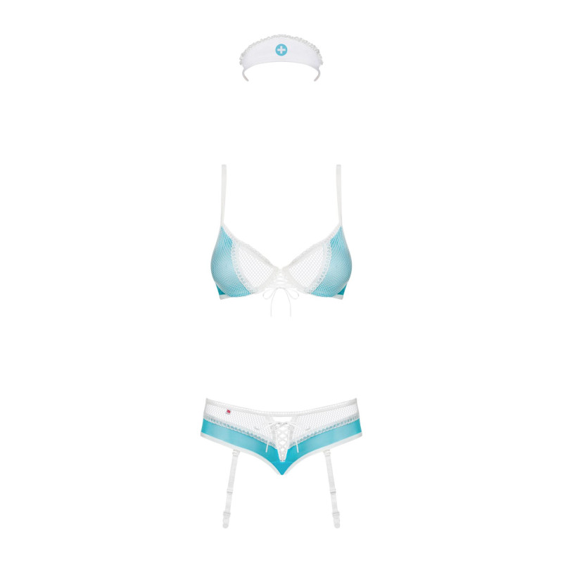 Еротичний костюм медсестри Obsessive 834-CST-6 біло-блакитний S/M Еротичний костюм медсестри Obsessive 834-CST-6 біло-блакитний S/M