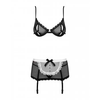 Эротический костюм горничной Obsessive Maidme set 5pcs черно-белый L/XL