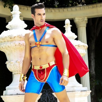 Мужской эротический костюм супермена JSY Готовый на всё Стив S/M Красный/Синий