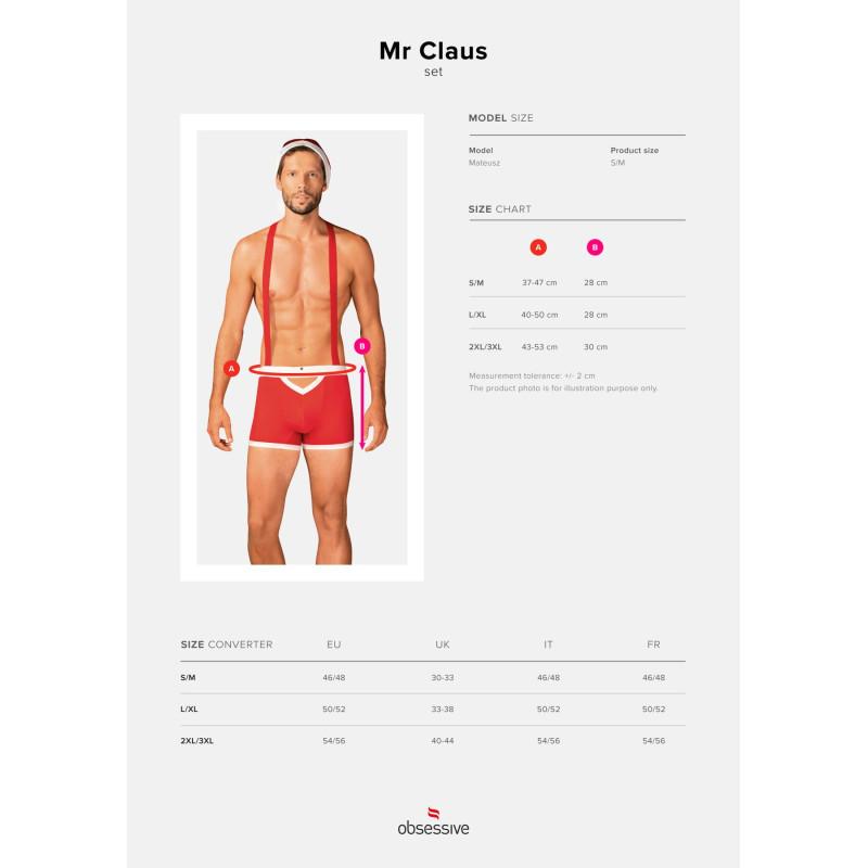 Чоловічий еротичний костюм Санта-Клауса Obsessive Mr Claus червоний 2XL/3XL Чоловічий еротичний костюм Санта-Клауса Obsessive Mr Claus червоний 2XL/3XL