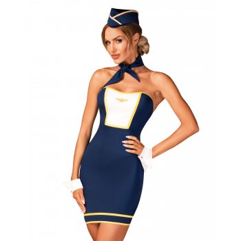 Эротический костюм стюардессы Obsessive Stewardess uniform голубой M/L