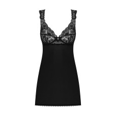 Рубашка бэби-долл с кружевом на груди Obsessive Donna Dream babydoll черная XS/S