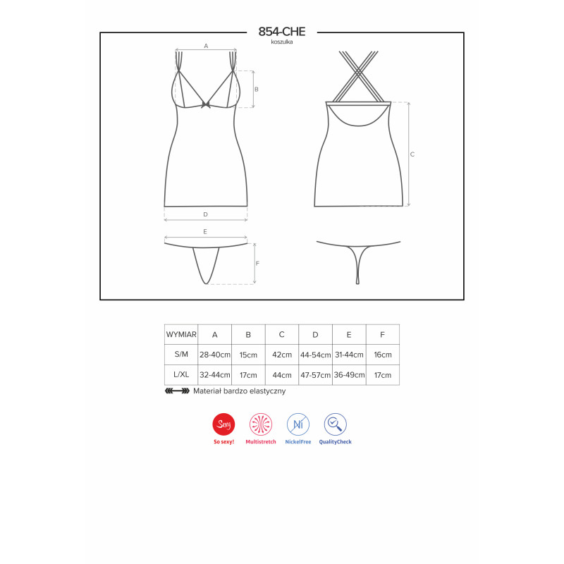 Рубашка Obsessive 854-CHE-1 Чорна L/XL