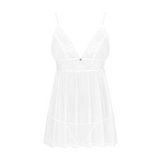 Пеньюар и трусики Obsessive Heavenlly babydoll & thong белые XS/S