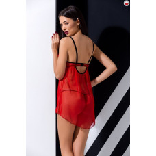 Прозрачный пеньюар с открытой грудью Passion CHERRY CHEMISE Красная S/M
