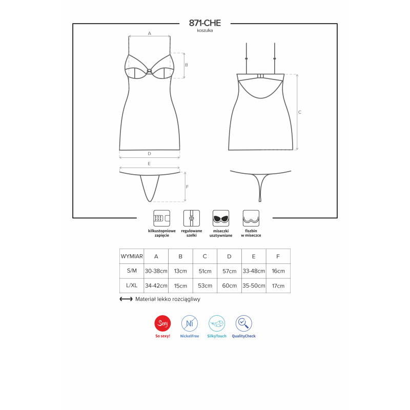 Рубашка Obsessive 871-CHE-2 Біла L/XL Рубашка Obsessive 871-CHE-2 Біла L/XL