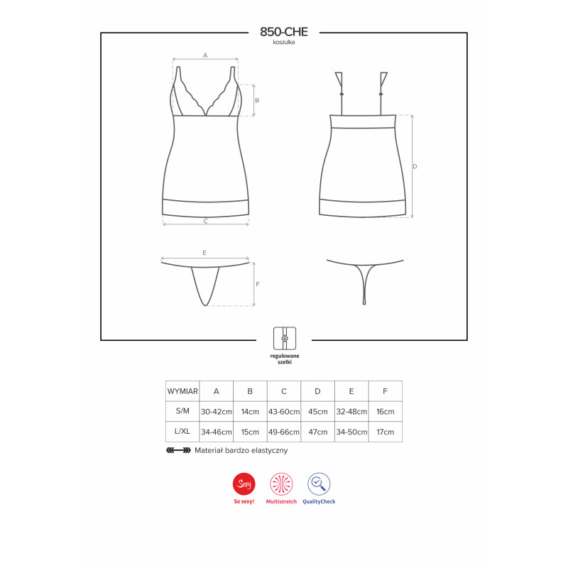 Рубашка Obsessive 850-CHE-6 Чорна S/M