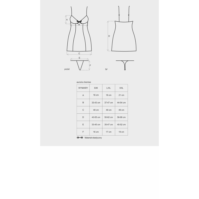 Сорочка Obsessive Auroria Голубая L/XL Сорочка Obsessive Auroria Голубая L/XL