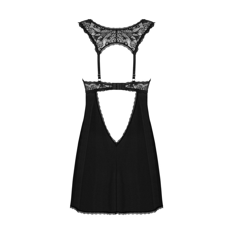 Рубашка бэби-долл с кружевом на груди Obsessive Donna Dream babydoll черная XS/S Рубашка бэби-долл с кружевом на груди Obsessive Donna Dream babydoll черная XS/S